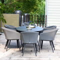 Maze - Outdoor Fabric Ambition 6 Seat Oval Dining Set - Flanelle