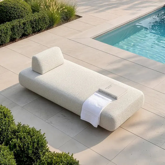 Maze - Outdoor Fabric Cannes Sunlounger - Pebble