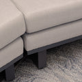 Maze - Outdoor Fabric Ethos Grande Corner Sofa Set & 2 Armchairs
with Round Coffee Table & 3 Footstools - Oatmeal - Blythe Living