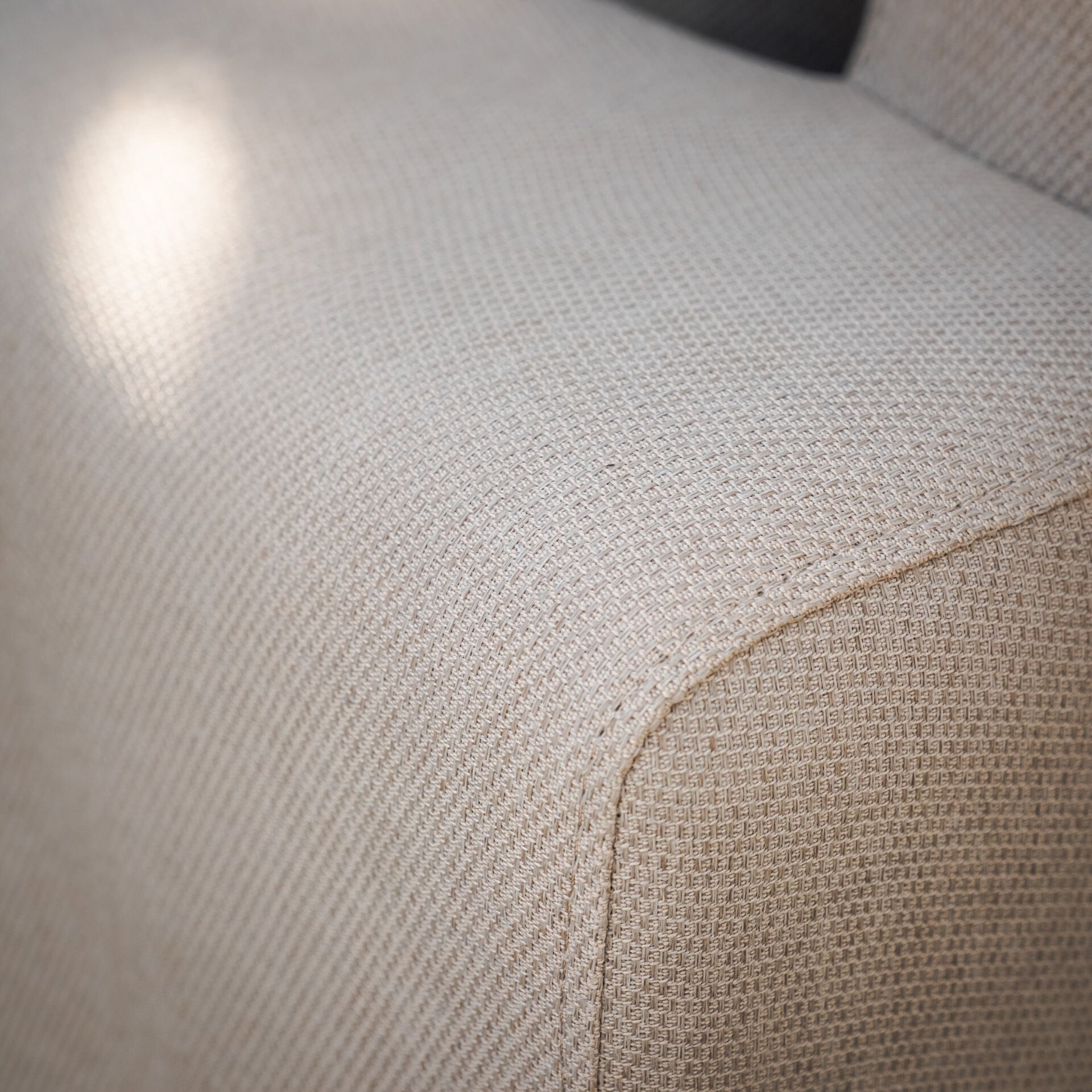 Maze - Outdoor Fabric Ethos Grande Corner Sofa Set
with Round Coffee Table & 3 Footstools - Oatmeal - Blythe Living