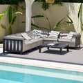 Maze - Outdoor Fabric Ibiza Medium Corner Sofa Set with Square Coffee Table - Oatmeal