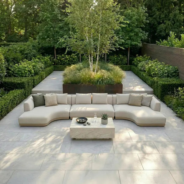 Maze - Outdoor Fabric Lyon Small U Shape Sofa Set - Pebble