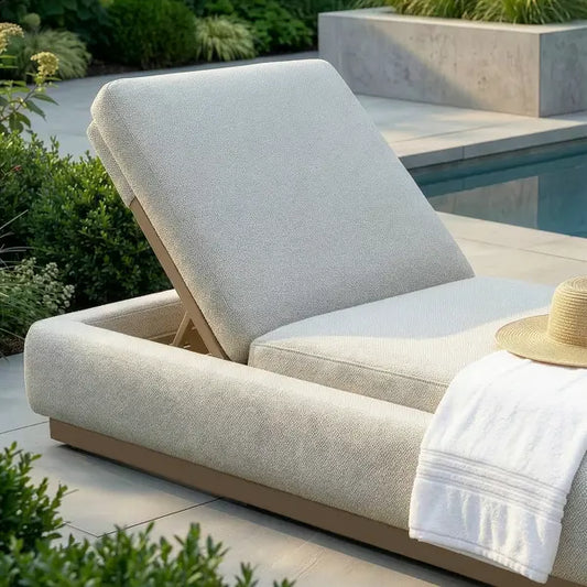 Maze - Outdoor Fabric Lyon Sunlounger - Pebble