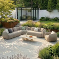 Maze - Outdoor Fabric Monte Carlo Large Corner Sofa Setwith Armchair - Greige Boucle