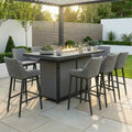 Maze - Outdoor Fabric Regal 8 Seat Rectangular Bar Setwith Fire Pit Table - Zinc Grey