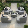 Maze - Outdoor Fabric Snug Lifestyle Suite
with Rising Table - Zinc Grey - Blythe Living