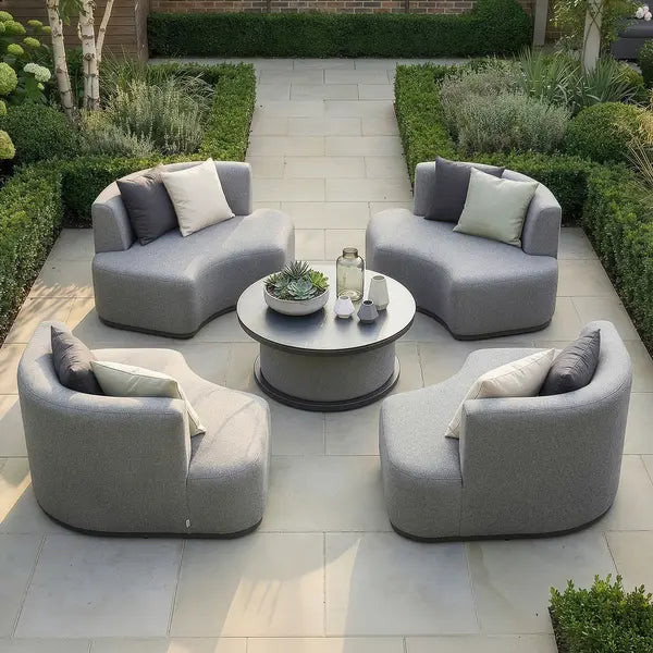 Maze - Outdoor Fabric Snug Lifestyle Suite
with Rising Table - Zinc Grey - Blythe Living