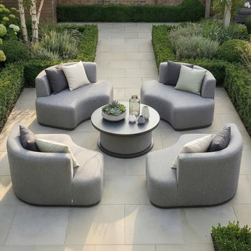 Maze - Outdoor Fabric Snug Lifestyle Suite
with Rising Table - Zinc Grey - Blythe Living