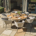 Maze - Sicily Teak 6 Seat Round Dining Setwith Ambition Dining Chairs - Latte