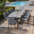 Maze - Vienna 6 - 10 Seat Extending Rectangular Dining Table with Charcoal Frameand 10 Ibiza Zinc Grey Outdoor Fabric Dining Chairs