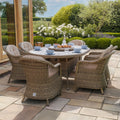 Maze - Winchester 6 Seat Oval Dining Setwith Heritage Dining Chairs & Woven Lazy Susan - Ceramic Glass