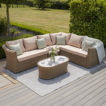 Maze - Winchester Large Rattan Corner Sofa Set - Ceramic Glass