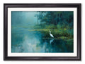 Misty Lake Great Egret - Black Hurstwood Frame
