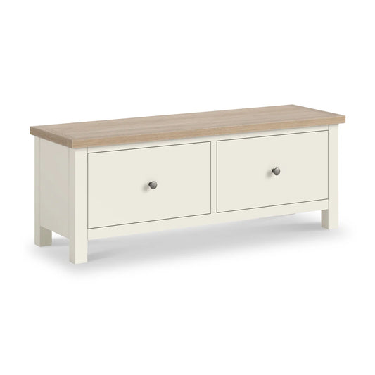 Modern Country 2 Drawer Blanket Bench - Coconut White