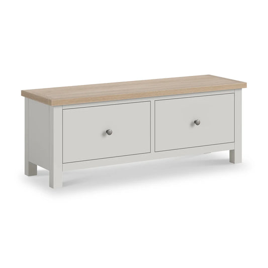 Modern Country 2 Drawer Blanket Bench - Stone Grey