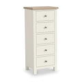 Modern Country 5 Drawer Tallboy Chest - Coconut White