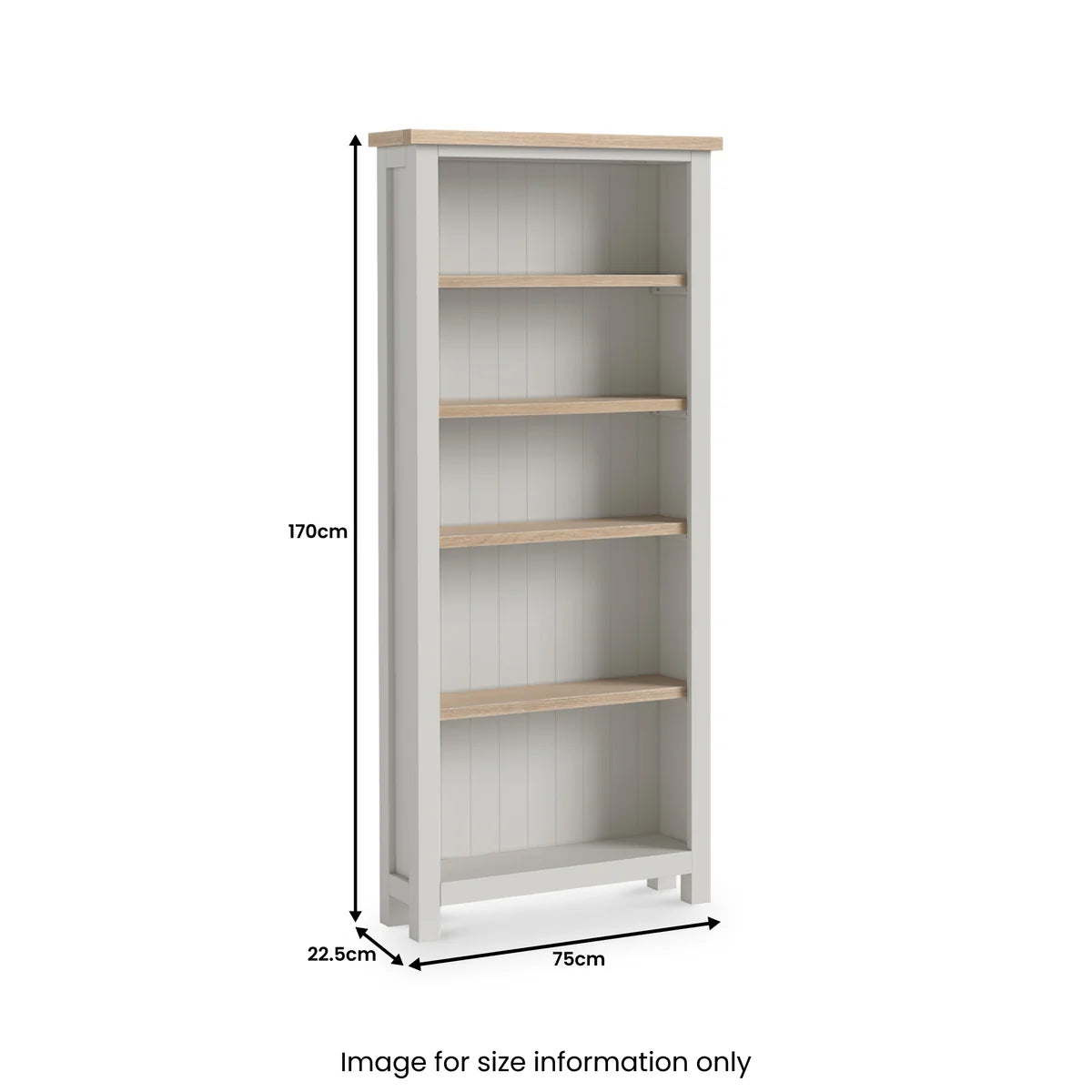 Modern Country Large Bookcase - Stone Grey

