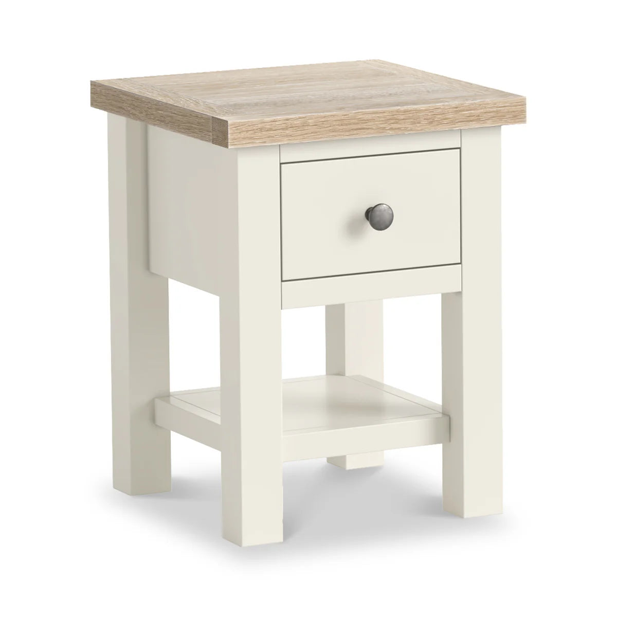 Modern Country Painted Oak Coconut White Lamp Table
