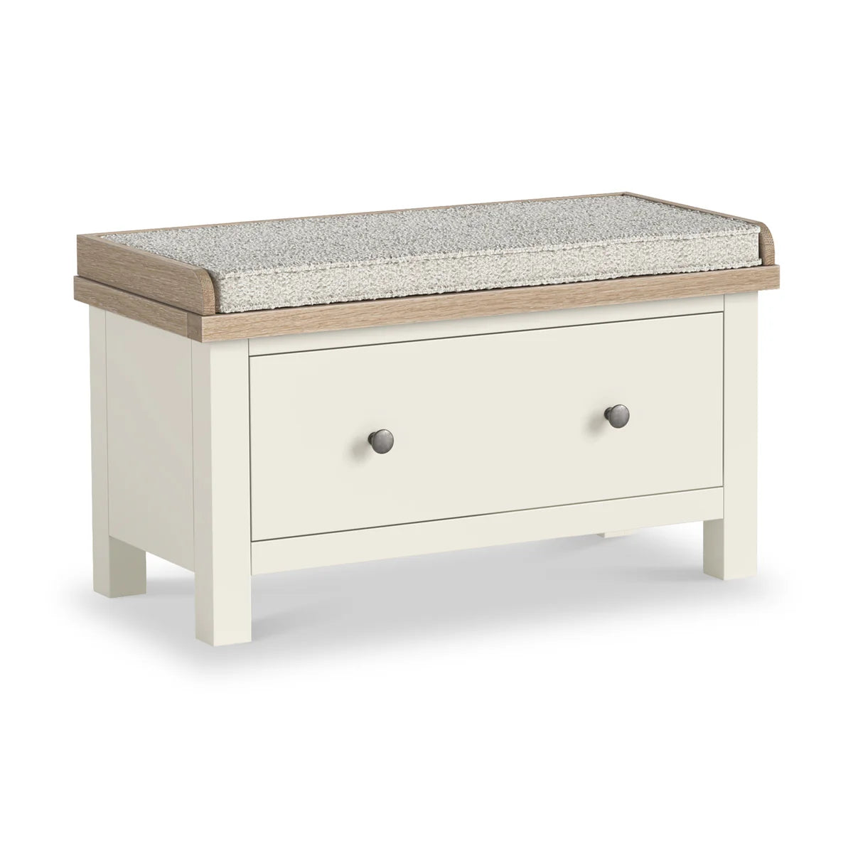 Modern Country Storage Bench with Drawer - Coconut White