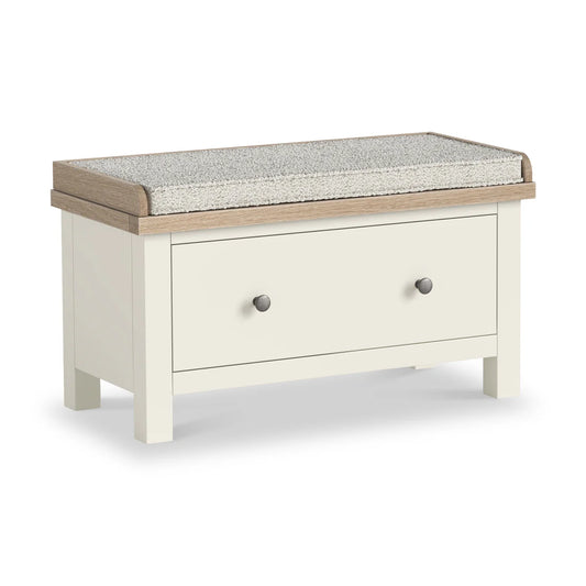 Modern Country Storage Bench with Drawer - Coconut White
