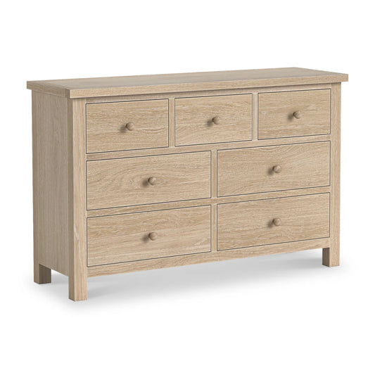 Modern Country Washed Oak 3 Over 4 Chest of Drawers