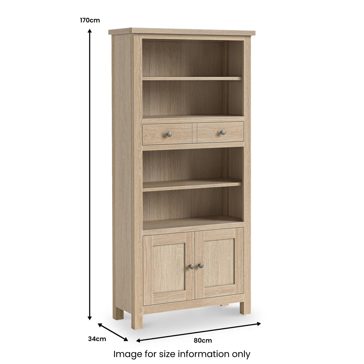 Modern Country Washed Oak Display Bookcase 
