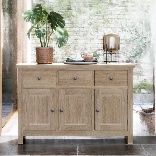 Modern Country Washed Oak Large Sideboard 
