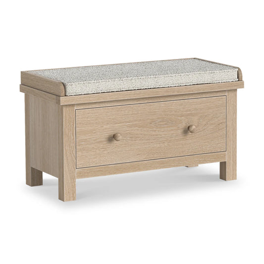 Modern Country Washed Oak Storage Bench with Drawer 
