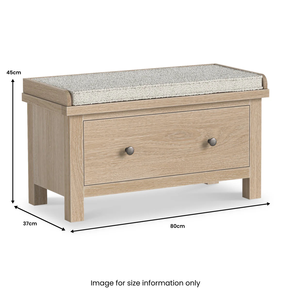 Modern Country Washed Oak Storage Bench with Drawer For Sale