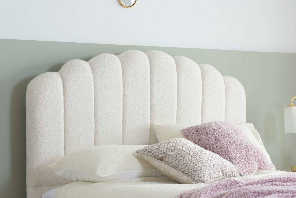 Monaco White Boucle Fabric Ottoman Bed