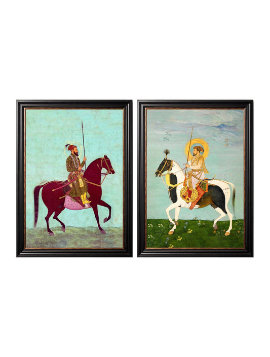 Mughal Horsemen Digitally Restored Indian Equestrian Art Print