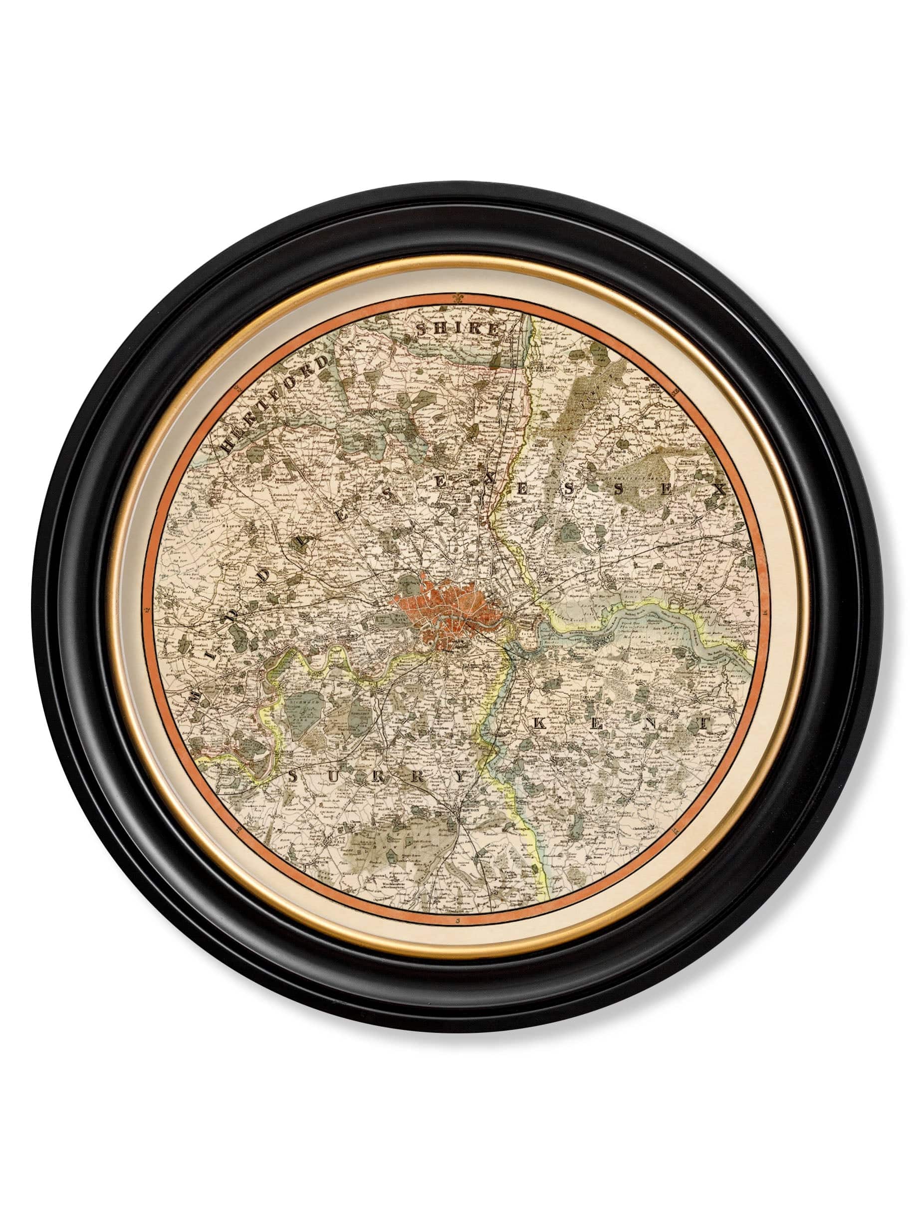 c.1839 Pigot & Co. New Map of the Environs London - Round - Blythe Living