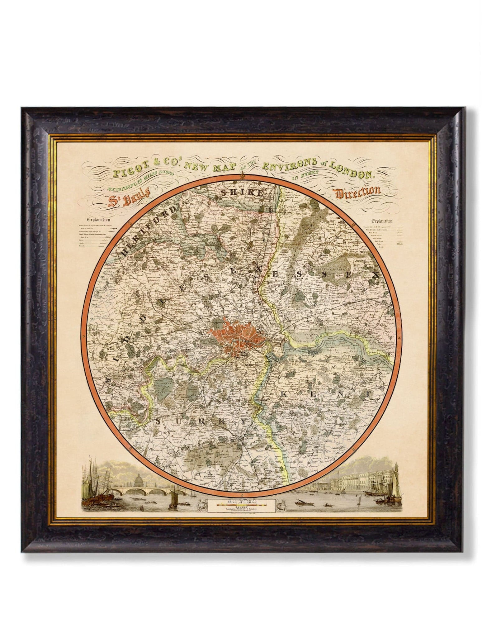 c.1839 Pigot & Co. New Map of the Environs London - Blythe Living