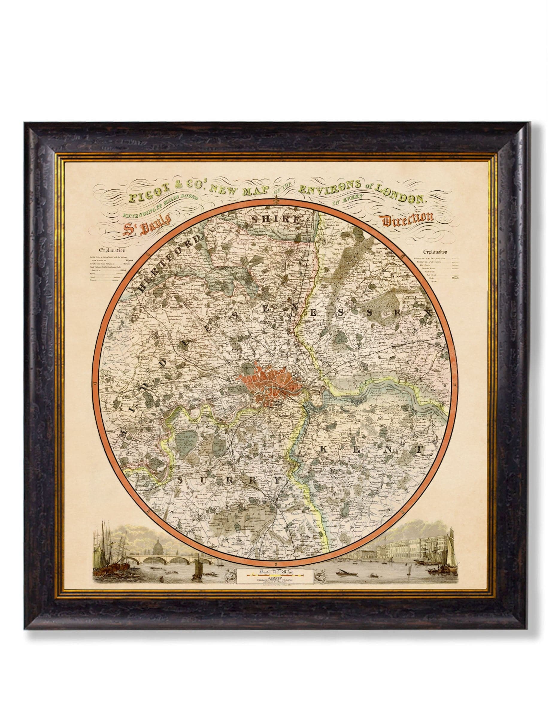 c.1839 Pigot & Co. New Map of the Environs London - Blythe Living