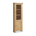Normandy Oak 2 Door Corner Display Unit | Rustic Tall Glass Cabinet