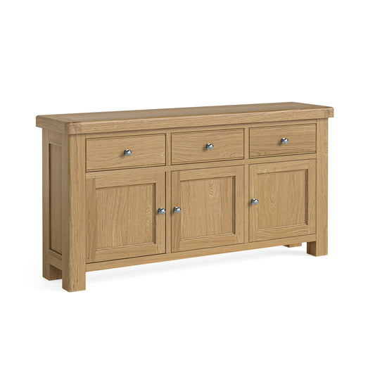 Normandy Oak Large Sideboard | 3-Door 3-Drawer Rustic Cabinet