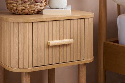 ONLINE AXEL 1 DRAWER FLUTED BEDSIDE OAK