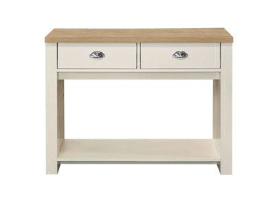 ONLINE HIGHGATE 2 DRAWER CONSOLE TABLE CREAM & OAK EFFECT