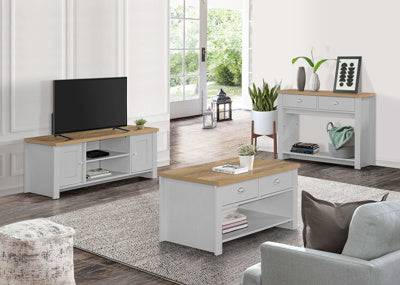 ONLINE HIGHGATE 2 DRAWER CONSOLE TABLE GREY & OAK EFFECT