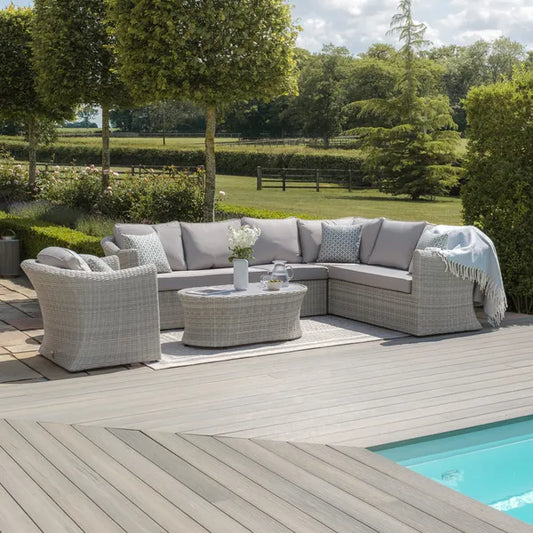 Maze - Oxford Large Rattan Corner Sofa Set
with Armchair - Ceramic Glass - Blythe Living