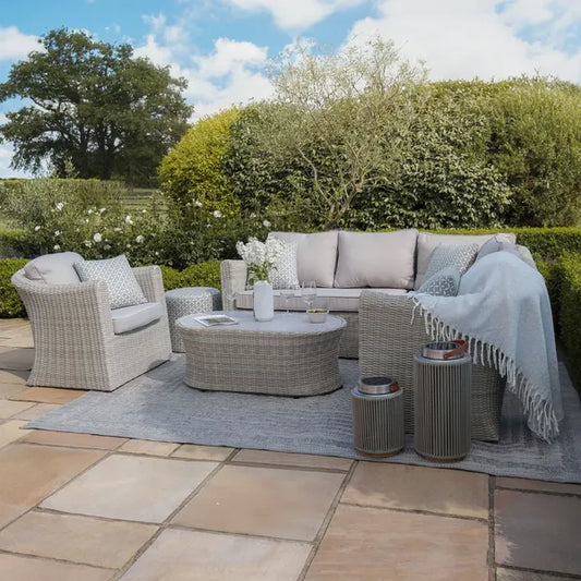 Maze - Oxford Small Rattan Corner Sofa Set
with Armchair - Ceramic Glass - Blythe Living