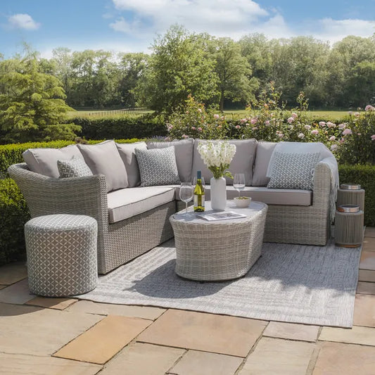 Maze - Oxford Small Rattan Corner Sofa Set
with Armchair - Ceramic Glass - Blythe Living