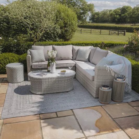 Maze - Oxford Small Rattan Corner Sofa Set - Ceramic Glass - Blythe Living