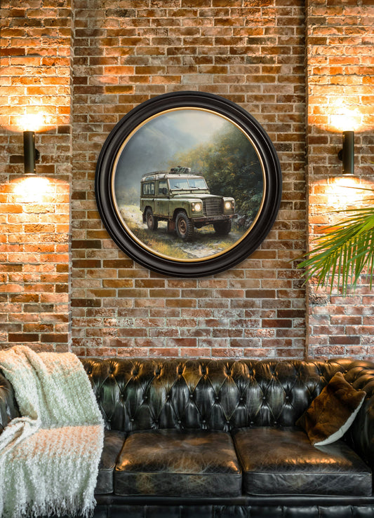 Country Track Defender Green - Oxford Round Frame - Blythe Living