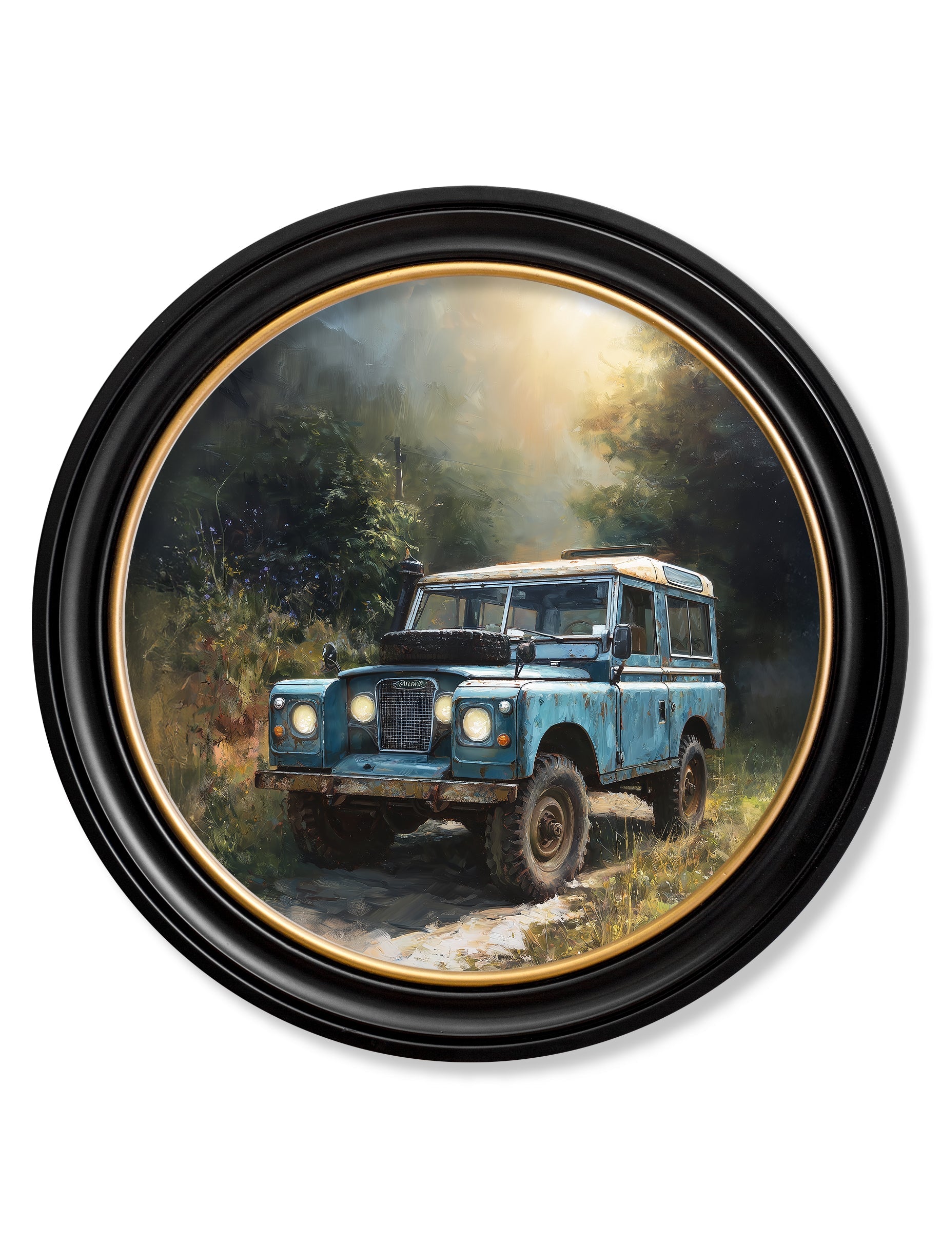 Country Track Defender Blue - Oxford Round Frame - Blythe Living