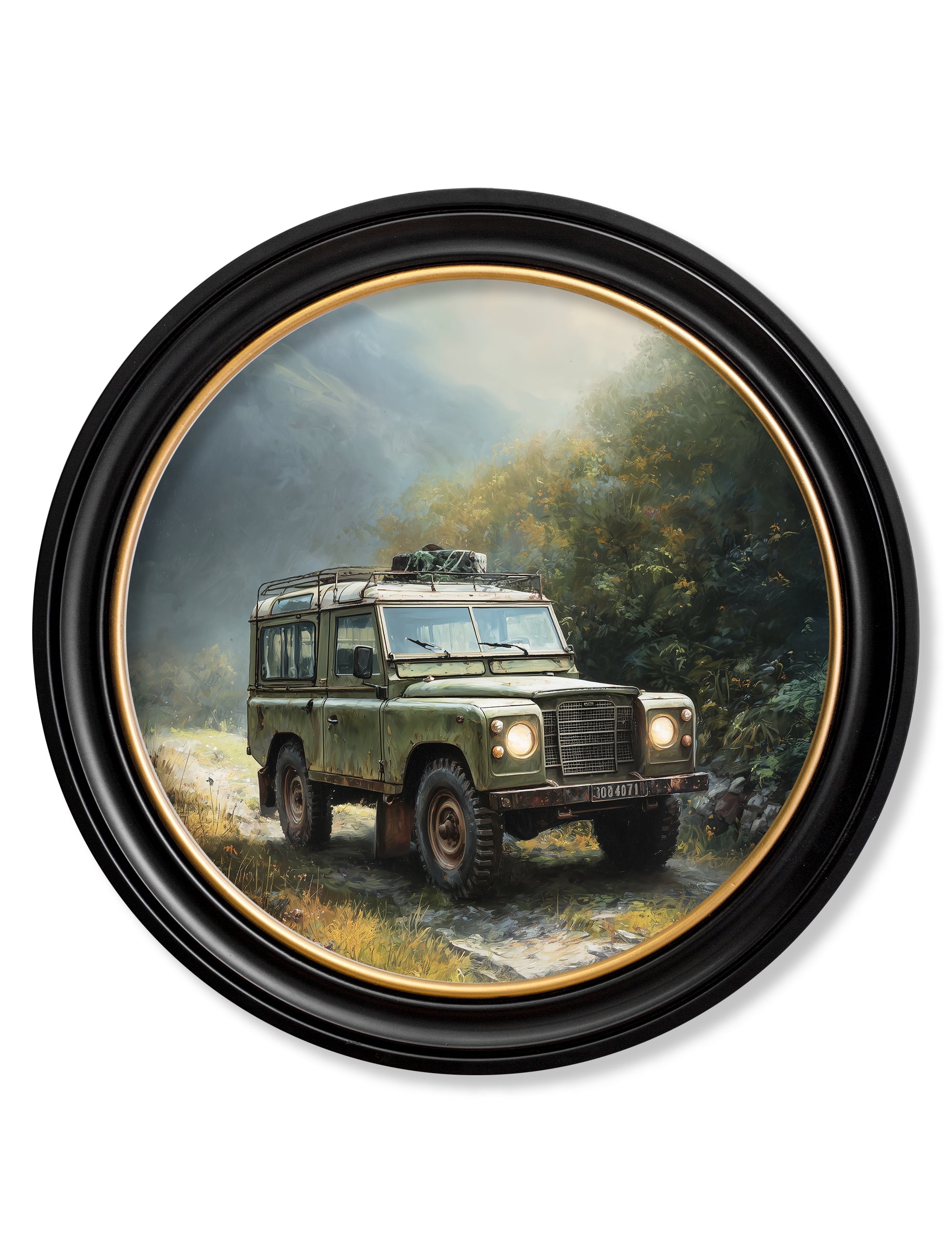 Country Track Defender Green - Oxford Round Frame - Blythe Living