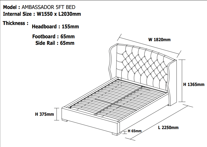 Online Buy Ambassador Grey Bed Frame Upholstered Bed - Blythe Living