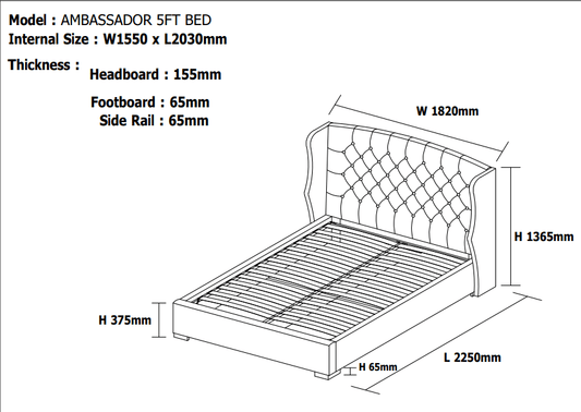 Online Buy Ambassador Grey Bed Frame Upholstered Bed - Blythe Living