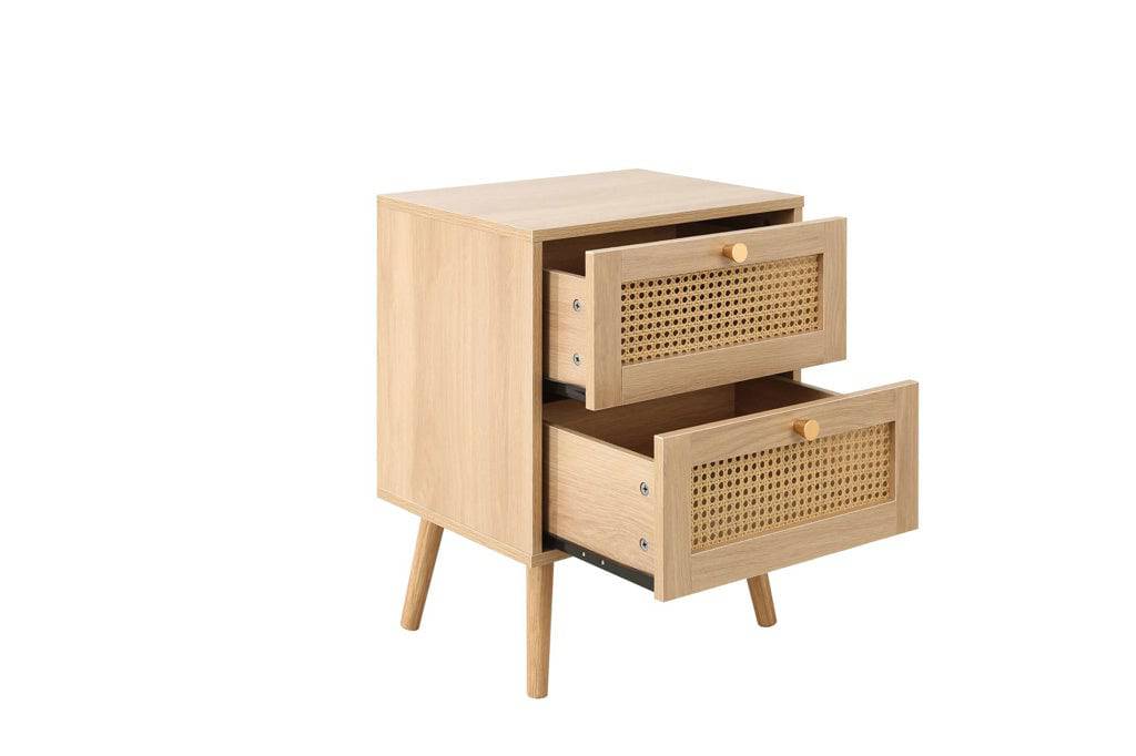 Online Buy Croxley 2 Drawer Rattan Bedside Oak