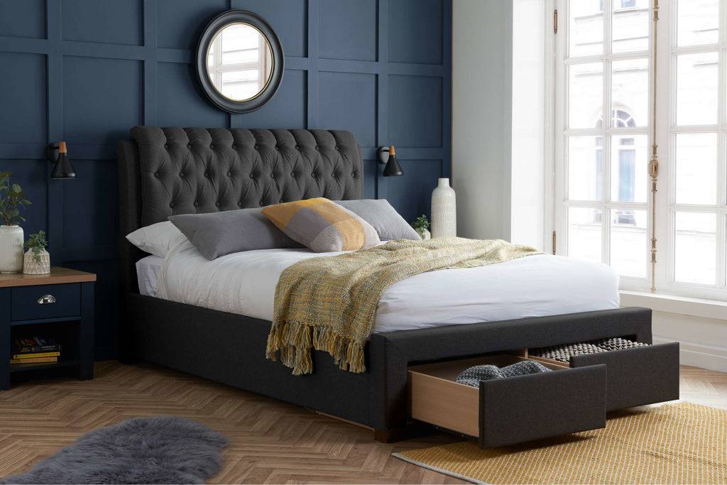 Online Buy Valentino 2 Drawer Bed Charcoal
